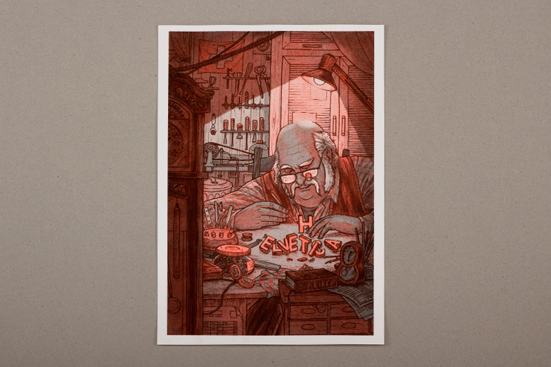 slanted-helvetica-illustrated-riso-print-michael-kiener image 1
