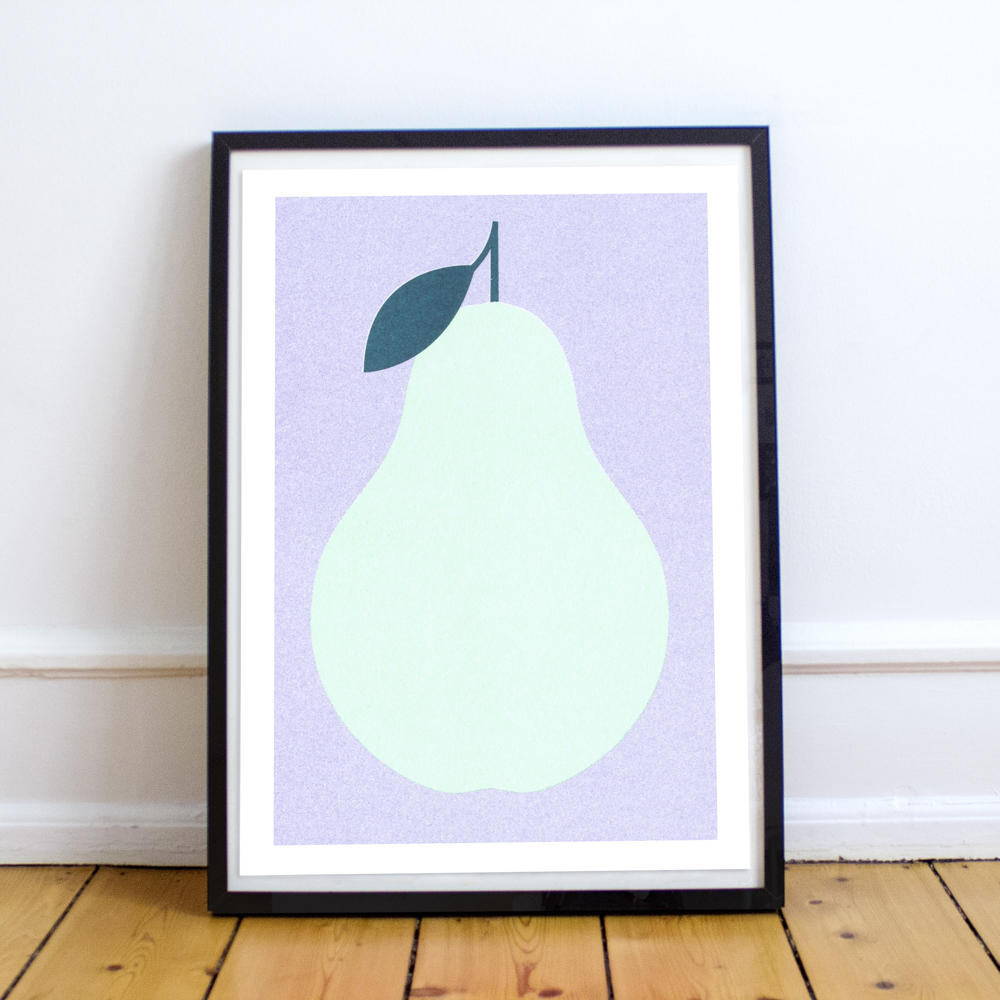 slanted-birne-risograph-art-print-kunstdruck-poster image 1