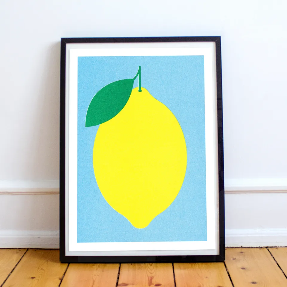 slanted-zitrone-artprint-risograph-poster-kunstdruck image 1