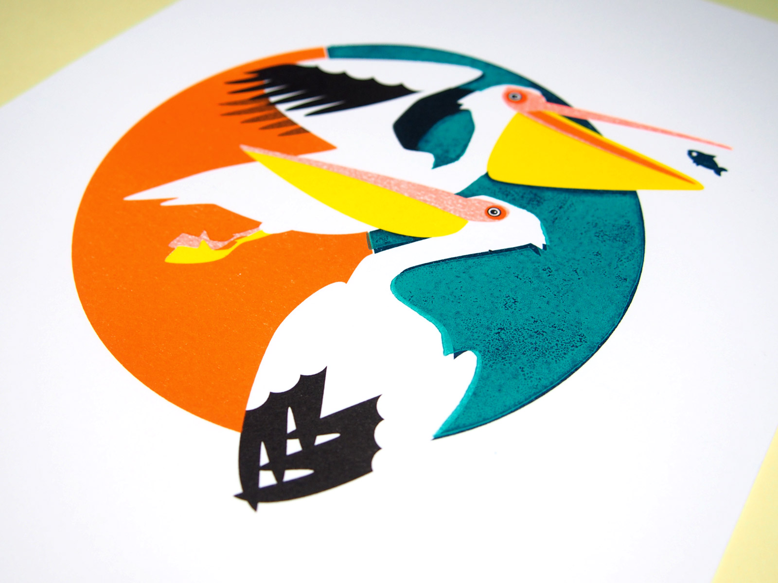 slanted-pelikane-kunstdruck-riso-linol-poster image 2