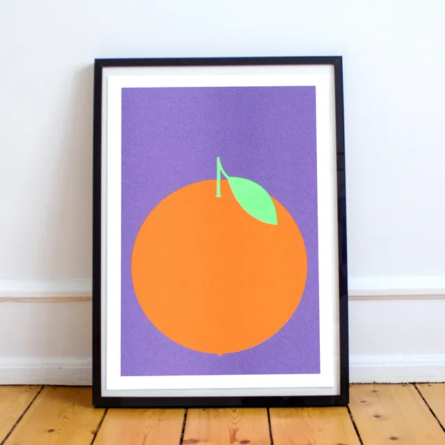 slanted-art-prints-poster-orange-risograph-kunstdruck-design image 1