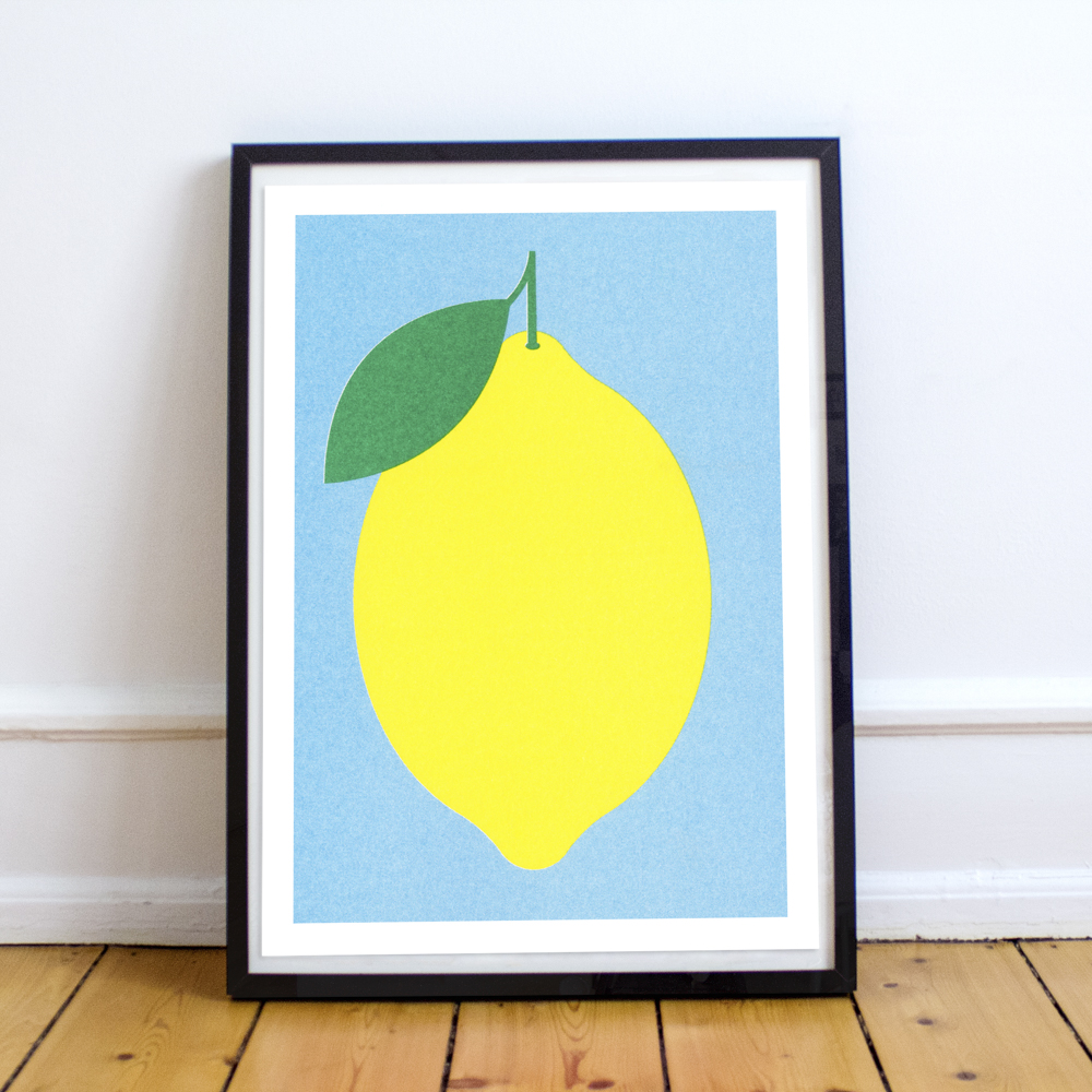 slanted-zitrone-artprint-risograph-poster-kunstdruck image 1