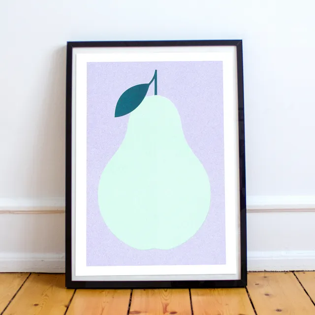 slanted-birne-risograph-art-print-kunstdruck-poster image 1