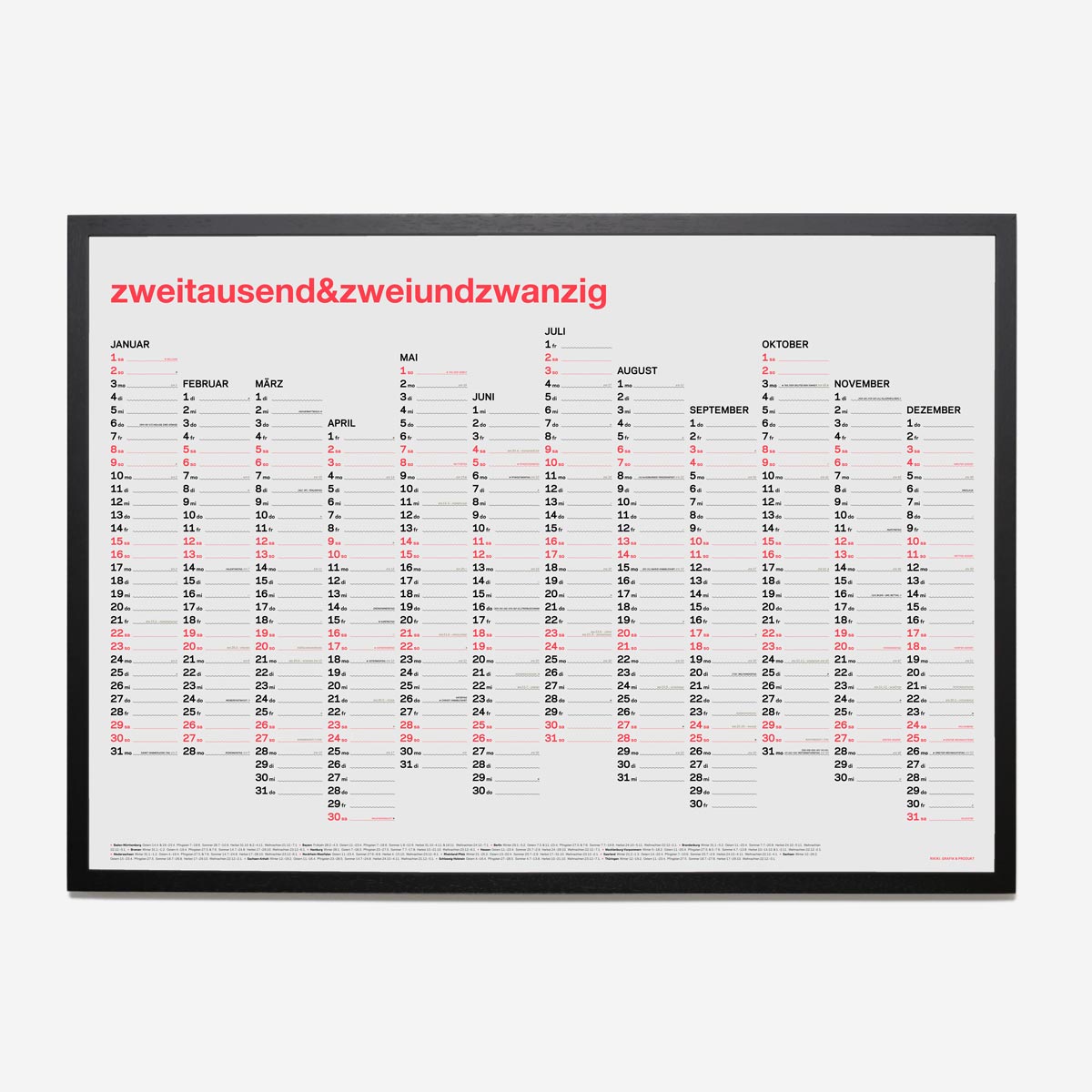 slanted-zweitausend-zweiundzwanzig-wandkalender-a1-neon-coral image 2